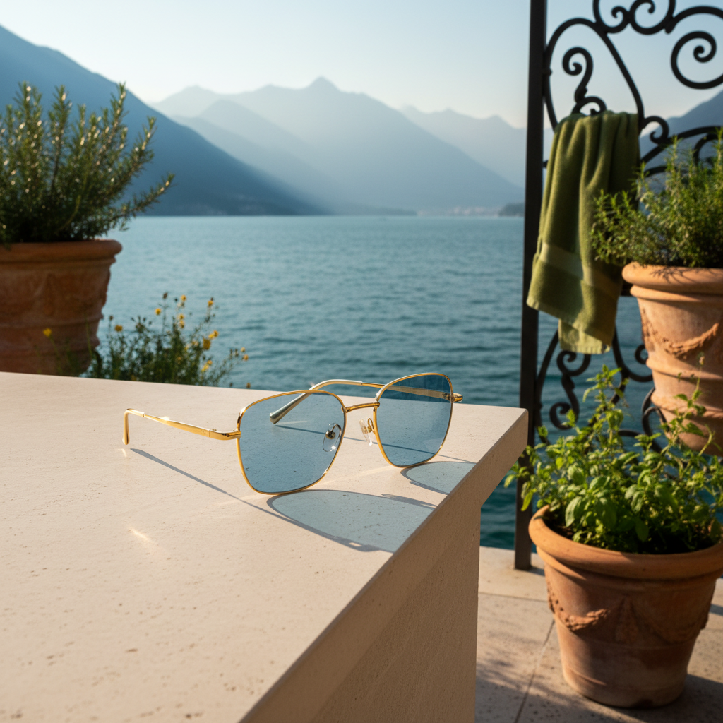 Generated lake terrace image of sunglasses